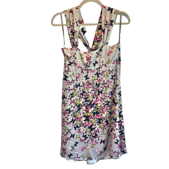 Ted Baker Y2K Novelty Butterfly Print Satin Halter Mini Dress - size 2 (US 6) - Picture 3 of 6